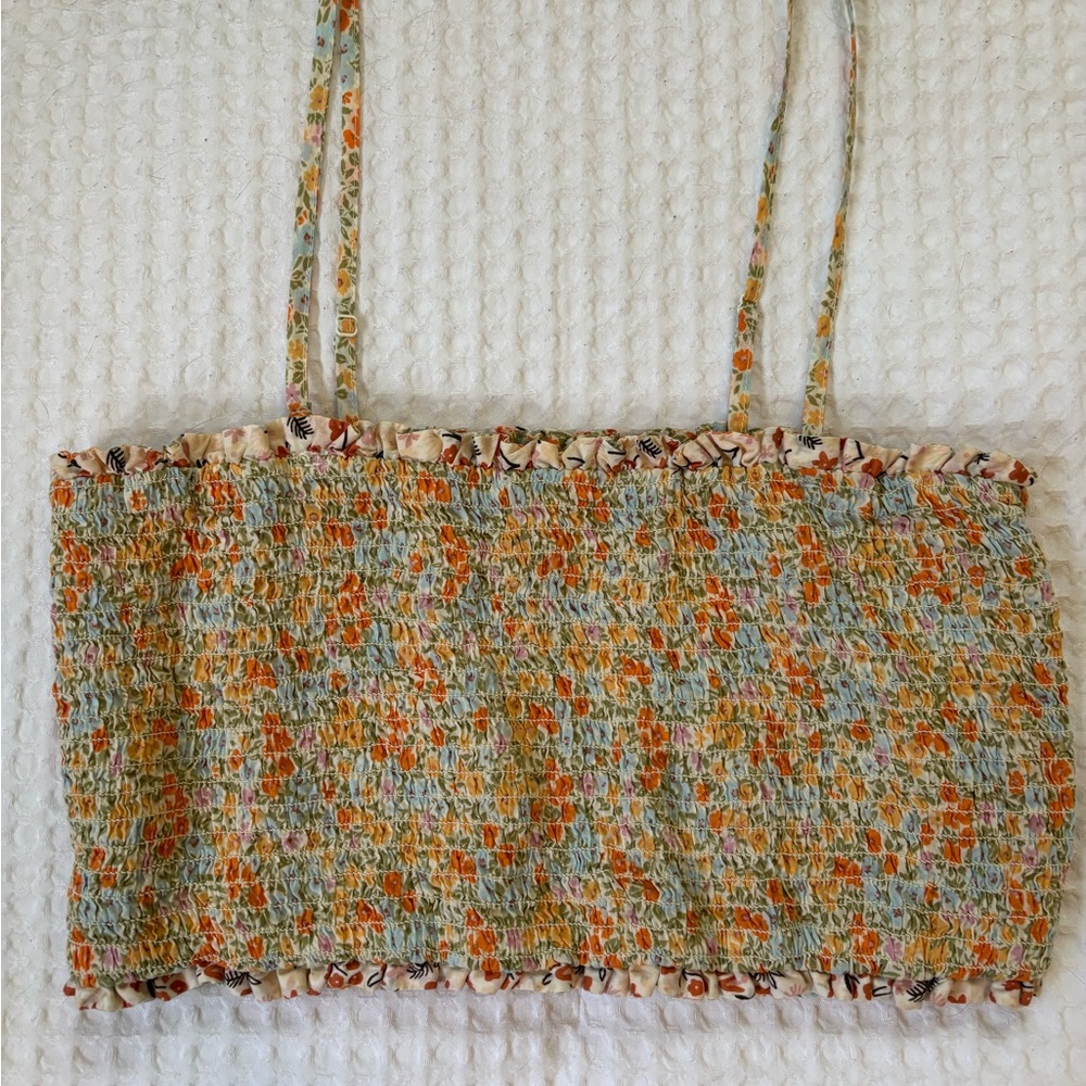 Smocked Floral Crop Top